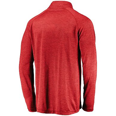 Men's Fanatics Red Wisconsin Badgers Lightweight Striated Raglan Quarter-Zip Top