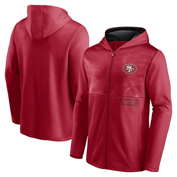 Men's Fanatics Branded Scarlet San Francisco 49ers Defender Full-Zip Hoodie  Jacket