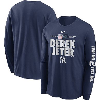 Men's Nike Derek Jeter Navy New York Yankees 2020 MLB Hall of Fame Inductee The Call 2 The Hall Long Sleeve T-Shirt