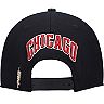 Men's Pro Standard Black Chicago Bulls Drop Shadow Script Snapback Hat