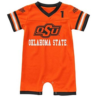 Newborn & Infant Colosseum Orange Oklahoma State Cowboys Bumpo Football Logo Romper