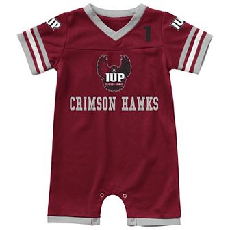 Newborn & Infant Colosseum Crimson Indiana Hoosiers Bumpo Football Logo Romper
