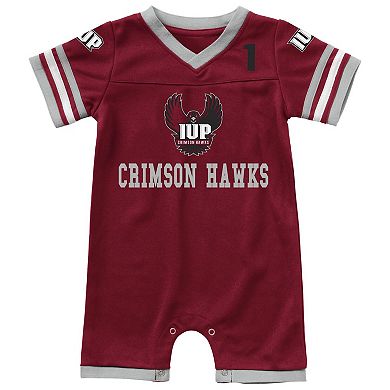Newborn & Infant Colosseum Crimson Indiana Hoosiers Bumpo Football Logo Romper