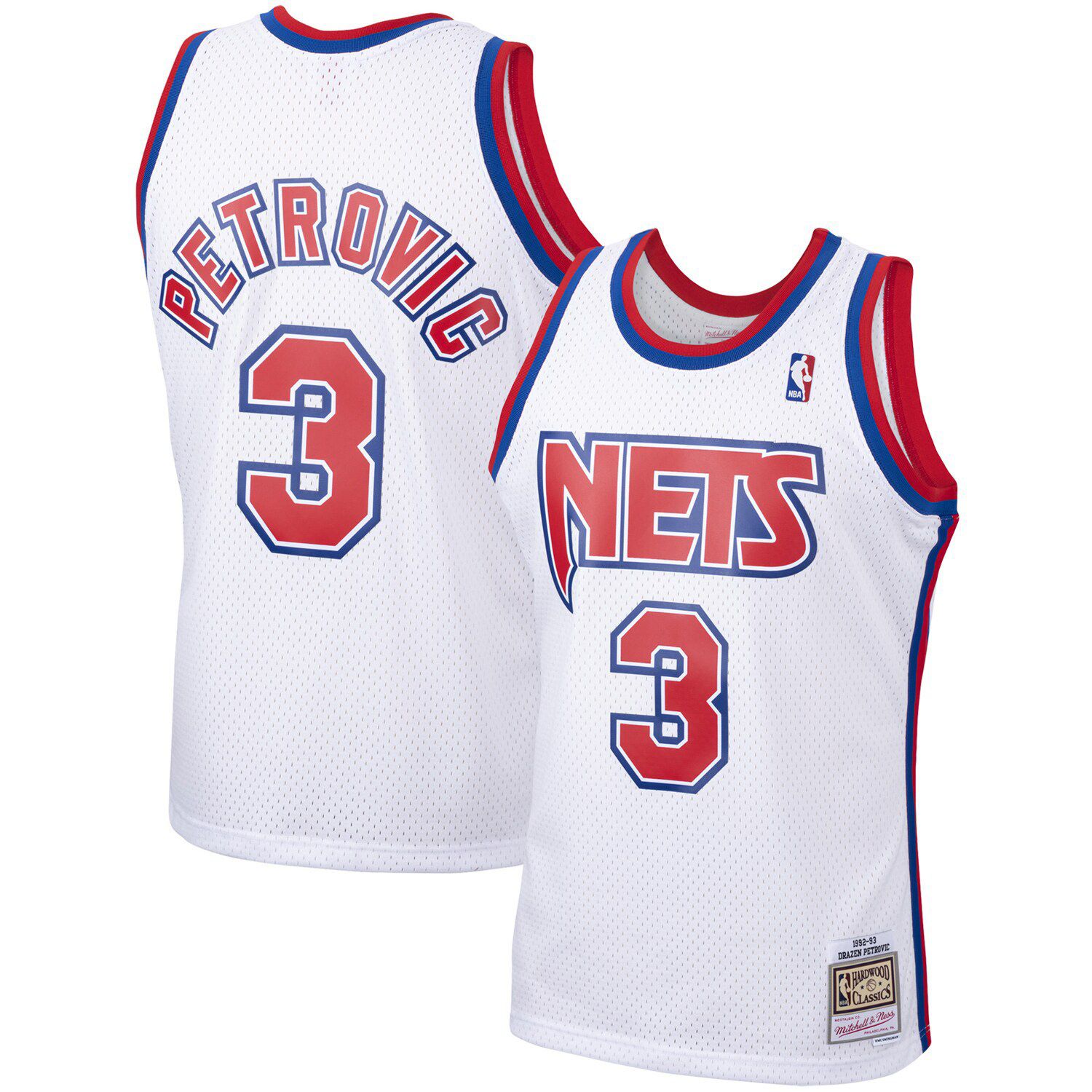 Jersey Mitchell & Ness Brooklyn Nets #3 Drazen Petrovic 1990-91 sky / red  Authentic Jersey