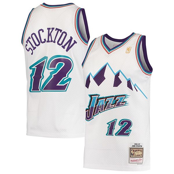 Men's Mitchell & Ness John Stockton Black Utah Jazz Hardwood Classics  1996-97 Swingman Jersey