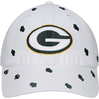 Women's '47 White Green Bay Packers Confetti Clean Up Adjustable Hat