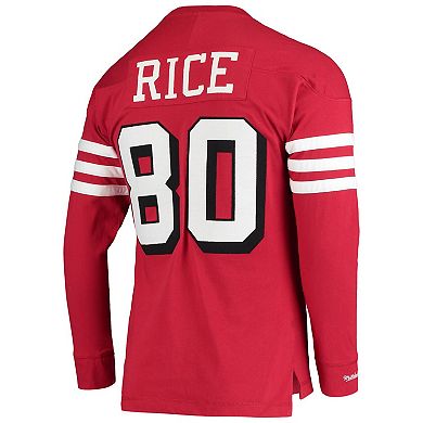 Men's Mitchell & Ness Jerry Rice Scarlet San Francisco 49ers Throwback Retired Player Name & Number Long Sleeve Top