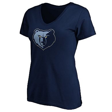 Women's Fanatics Branded Ja Morant Navy Memphis Grizzlies Playmaker Logo Name & Number V-Neck T-Shirt