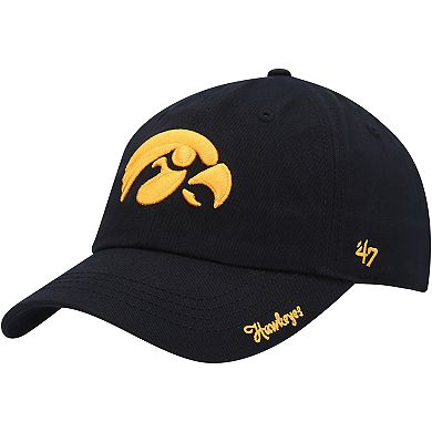 Women's '47 Black Iowa Hawkeyes Miata Clean Up Logo Adjustable Hat