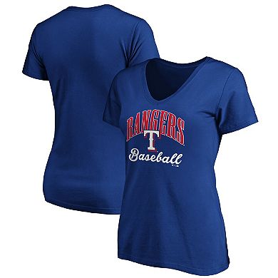 Women's Fanatics Branded Royal Texas Rangers Victory Script V-Neck T-Shirt