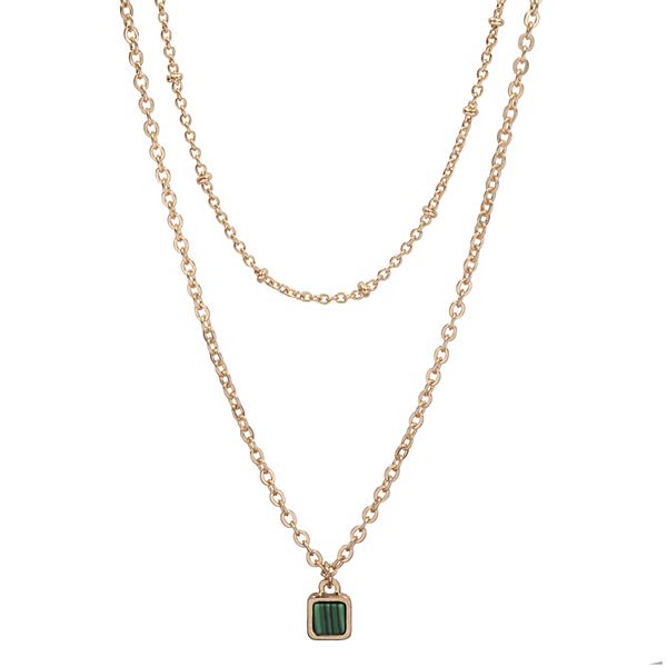 Sonoma Goods For Life® Semi Inlay Multi Row Delicate Small Pendant Necklace