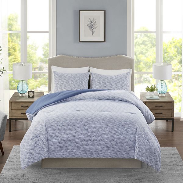 Madison Park Essentials Blue Stripe Microfiber Comforter Set