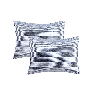 Madison Park Essentials Blue Stripe Microfiber Comforter Set with Shams