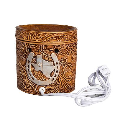 Scentsationals Home Fragrance Texas Leather Embossed Full-Size Wax Warmer with 25 Watt Light Bulb