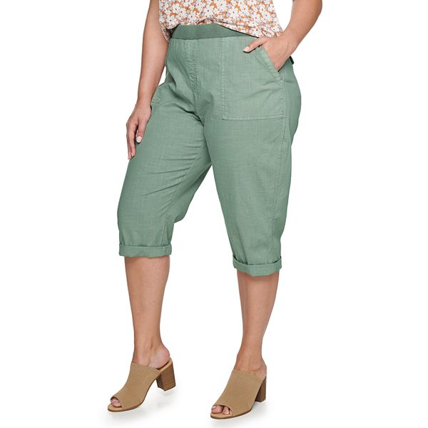 Plus Size Sonoma Goods For Life® Rib Waistband Utility Capri Pants