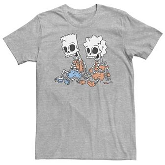 Big & Tall The Simpsons Bart And Lisa Skeletons Portrait Tee