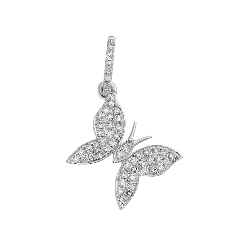 Ava Blue 14k White Gold 1/6 Carat T.W. Diamond Butterfly Pendant, Womens