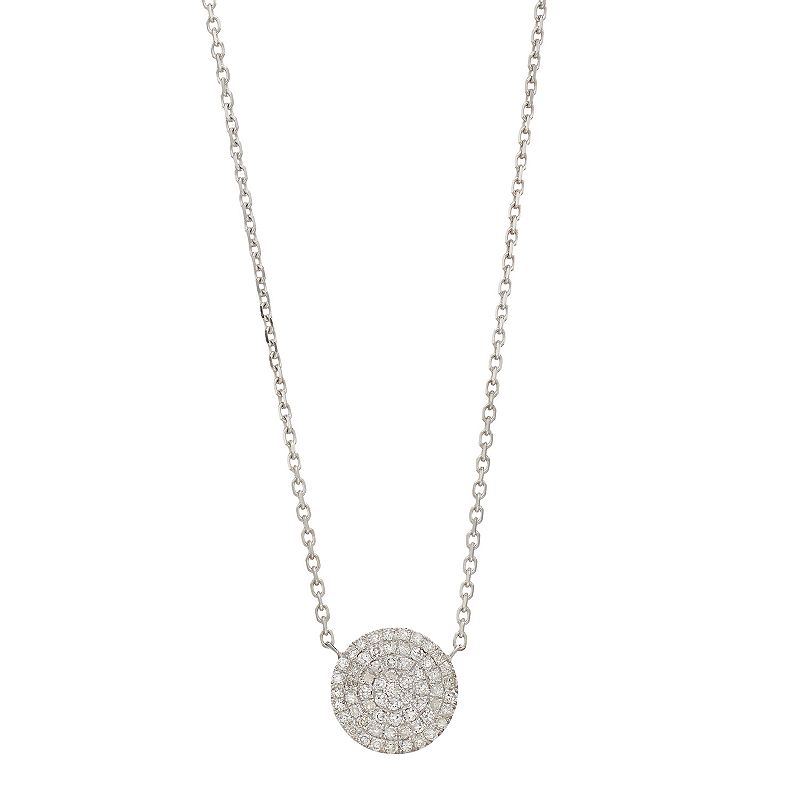 Ava Blue 14k White Gold 1/5 Carat T.W. Diamond Disc Necklace, Womens, Siz