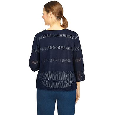 Plus Size Alfred Dunner Pointelle Sweater Cardigan