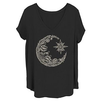 Juniors' Plus Size Crescent Moon Tee