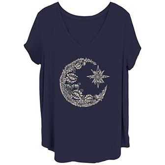 Juniors' Plus Size Crescent Moon Tee