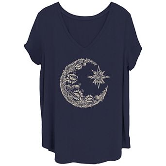 Juniors' Plus Size Crescent Moon Tee