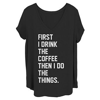 Juniors' Plus Size Coffee Text Tee