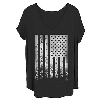 Juniors' Plus Size American Flag Tee
