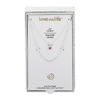 Love This Life® Crystal Birthstone and Link Chain Necklace Set