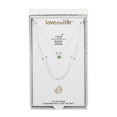 Love This Life® Crystal Birthstone and Link Chain Necklace Set