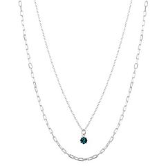 Love This Life Crystal Birthstone and Link Chain Necklace Set