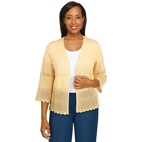 Women s Alfred Dunner Pointelle Cardigan Sweater