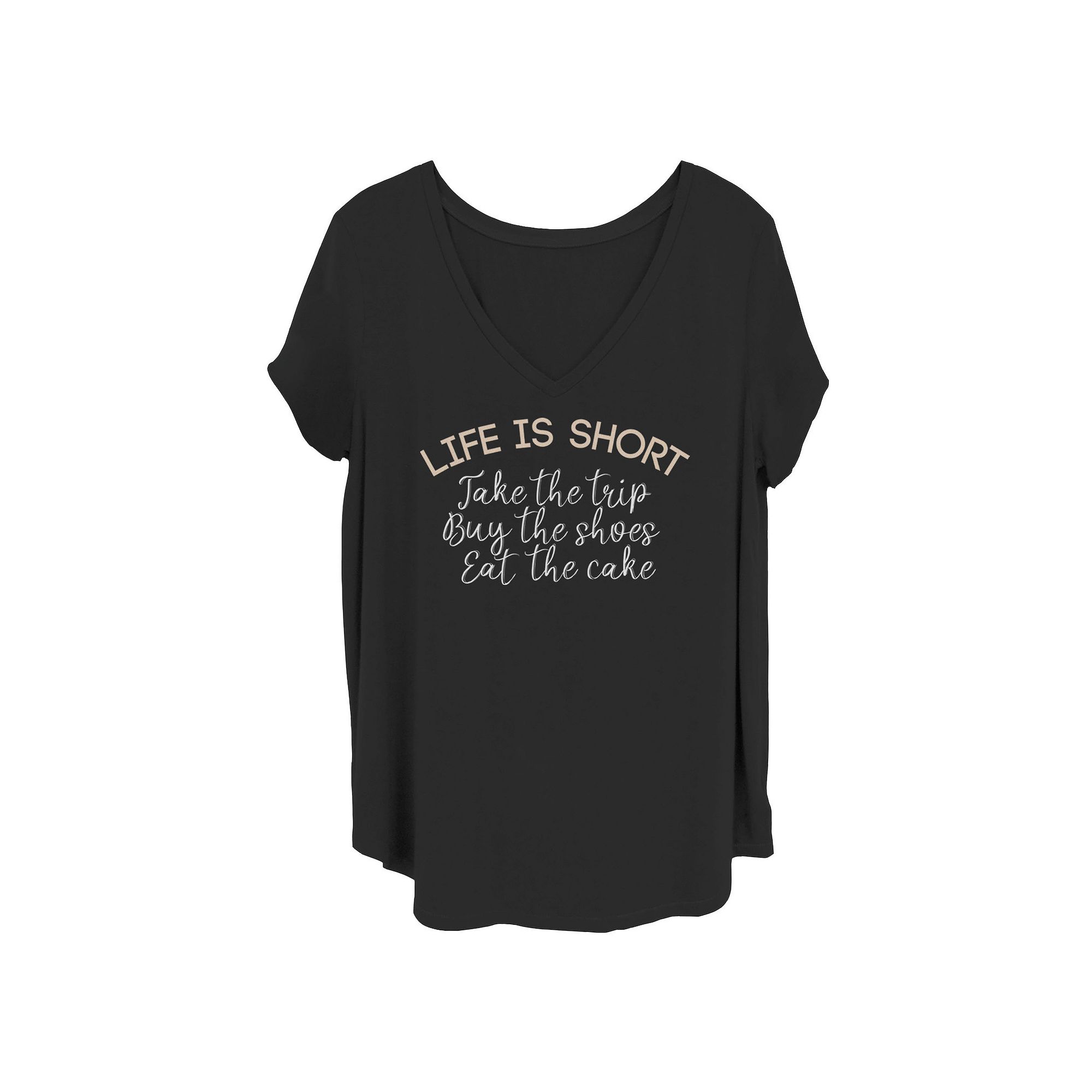 Juniors Plus Size Life Is Short Tee, Girls, Size: 1XL, Black
