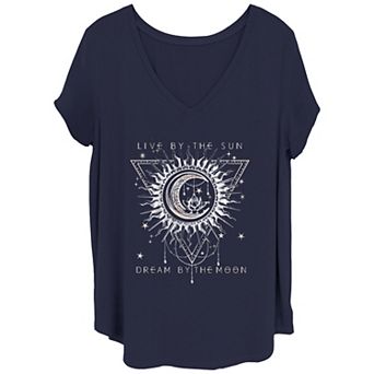 Juniors' Plus Size Sun & Moon Boho Tee