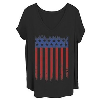 Juniors' Plus Size American Flag Tee