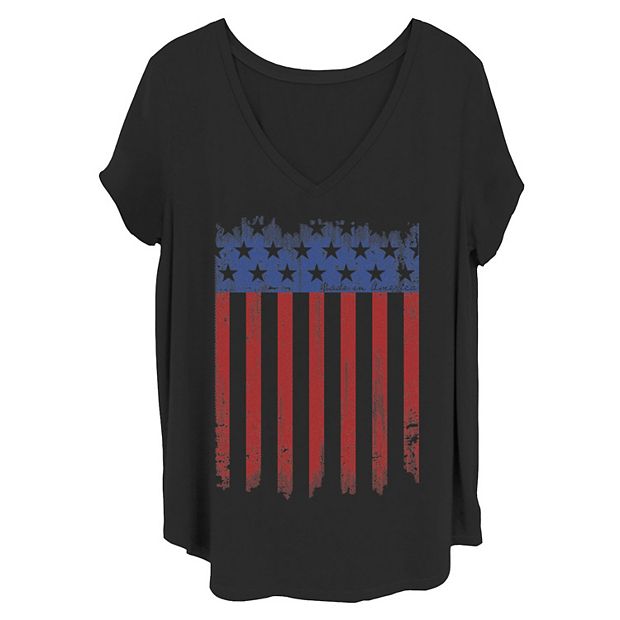 Juniors Plus Size American Flag Tee