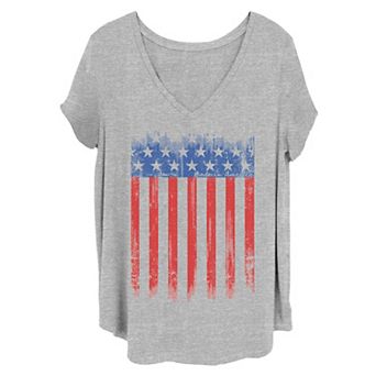 Juniors' Plus Size American Flag Tee