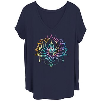 Juniors' Plus Size Tie Dye Lotus Bloom Tee