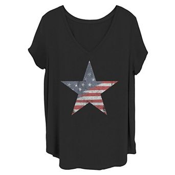 Juniors' Plus Size Vintage Star Americana Tee