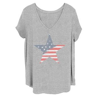 Juniors' Plus Size Vintage Star Americana Tee