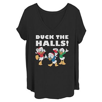 Disney's Huey Dewey And Louie Juniors' Plus Duck The Halls Christmas Tee
