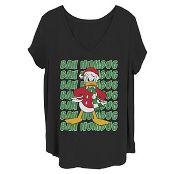 Disney's Donald Duck Juniors' Plus Bah Humbug Christmas Text Stack Tee