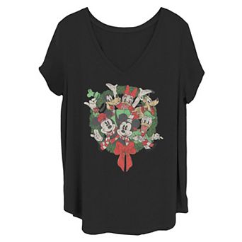 Disney's Group Shot Juniors' Plus Christmas Wreath Tee
