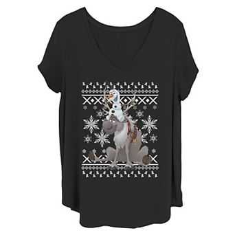 Disney's Frozen Juniors' Plus Olaf Sven Riding Antlers Ugly Sweater Tee