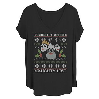 Disney's Villains Juniors' Plus Proud To Be On The Naughty List Ugly Sweater Tee