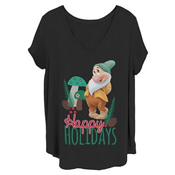 Disney's Snow White Juniors' Plus Bashful Happy Holidays Tee