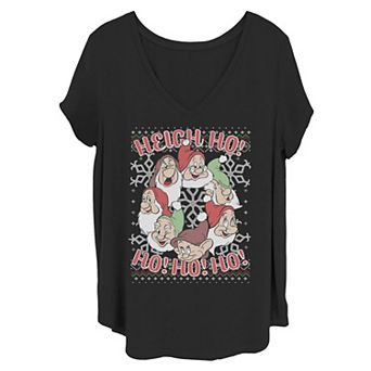 Disney's Snow White Juniors' Plus All Dwarfs Ugly Christmas Sweater Tee