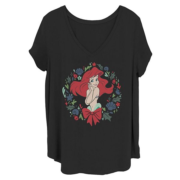 Juniors' Plus Disney The Little Mermaid Ariel Seashell Wreath Tee