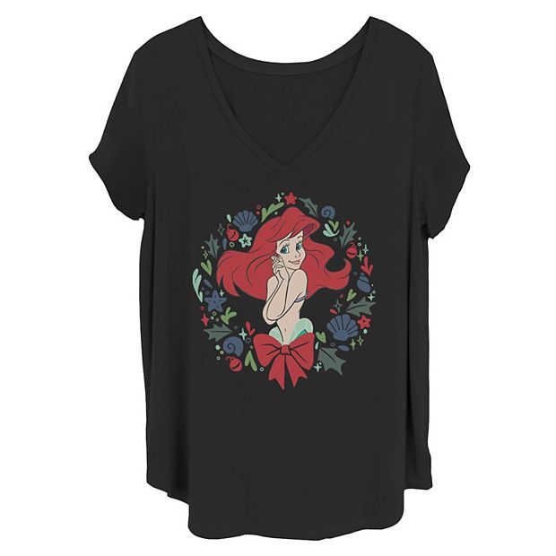 Juniors' Plus Disney The Little Mermaid Ariel Seashell Wreath Tee