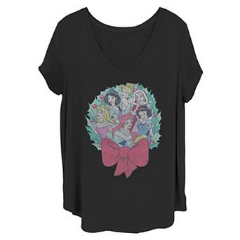 Juniors' Plus Disney Princess Christmas Group Shot Wreath Tee